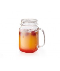 GET Enterprises MAS-3-CL Clear Polycarbonate Mason Drinking Jar with Handle 16 oz. (2 Dozen)