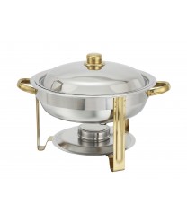 Winco 203 Malibu Round Chafer with Gold Accents 4 Qt.