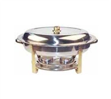 Winco 202 Malibu Oval Chafer with Gold Accents 6 Qt.