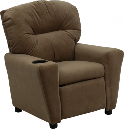 Flash Furniture Contemporary Brown Microfiber Kids Recliner with Cup Holder [BT-7950-KID-MIC-BRWN-GG]