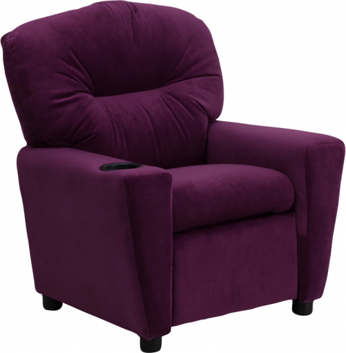 Flash Furniture Contemporary Purple Microfiber Kids Recliner with Cup Holder [BT-7950-KID-MIC-PUR-GG]