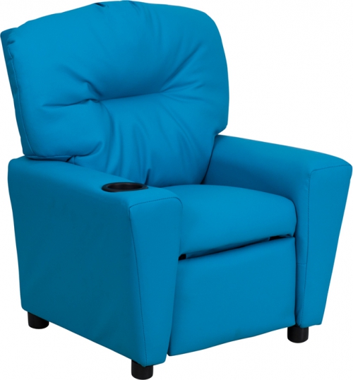 Flash Furniture Contemporary Turquoise Vinyl Kids Recliner with Cup Holder [BT-7950-KID-TURQ-GG]