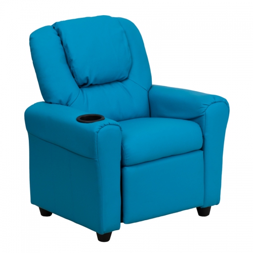 Flash Furniture Contemporary Turquoise Vinyl Kids Recliner with Cup Holder and Headrest [DG-ULT-KID-TURQ-GG]