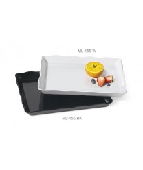 GET Enterprises ML-155-BK Bake and Brew Black Rectangular Scallop Edge Display Tray, 14"x 11-1/2"(6 Pieces)