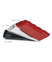 GET Enterprises ML-154-RSP Bake and Brew Red Rectangular Scallop Edge Display Tray, 14"x 5-1/2"(6 Pieces)