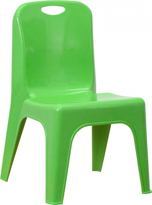 Flash Furniture Green Plastic Stackable School Chair with Carrying Handle and 11'' Seat Height [YU-YCX-011-GREEN-GG]
