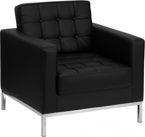 Flash Furniture HERCULES Lacey Series Flash Furniture Contemporary Black Leather Chair with Stainless Steel Frame [ZB-LACEY-831-2-CHAIR-BK-GG]