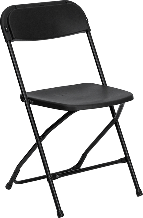Flash Furniture HERCULES Series 800 lb. Capacity Premium Black Plastic Folding Chair [LE-L-3-BK-GG]
