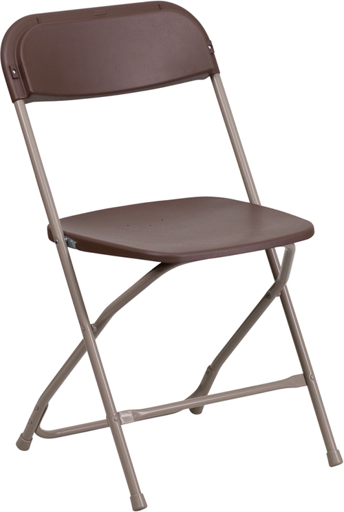 Flash Furniture HERCULES Series 800 lb. Capacity Premium Brown Plastic Folding Chair [LE-L-3-BROWN-GG]