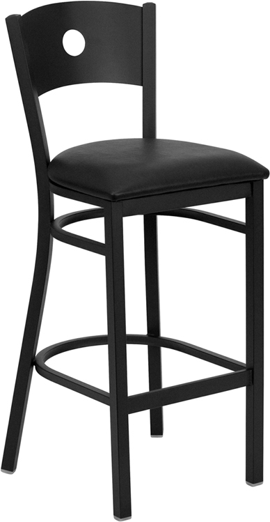 Flash Furniture HERCULES Series Black Circle Back Metal Restaurant Bar Stool with Black Vinyl Seat [XU-DG-60120-CIR-BAR-BLKV-GG]