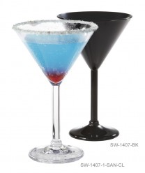 GET Enterprises SW-1407-BK Black SAN Plastic Martini Glass, 10 oz. (2 Dozen)