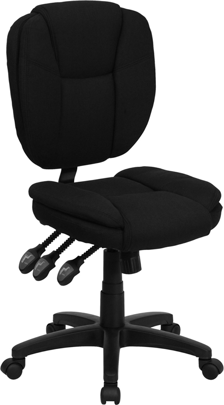 Flash Furniture Mid-Back Black Fabric Multi-Functional Ergonomic Task Chair [GO-930F-BK-GG]