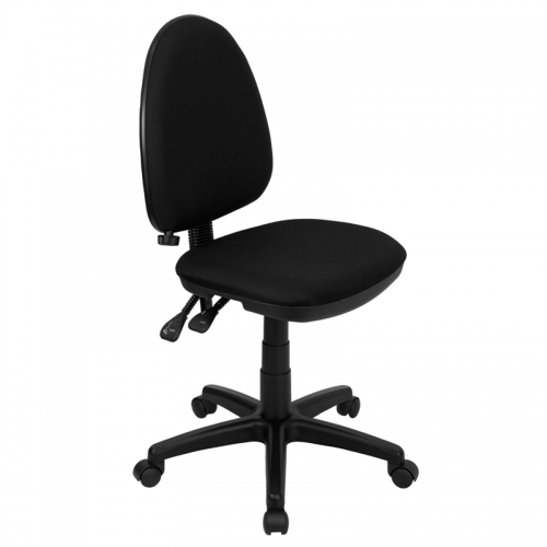 Flash Furniture Mid-Back Black Fabric Multi-Functional Task Chair with Adjustable Lumbar Support [WL-A654MG-BK-GG]