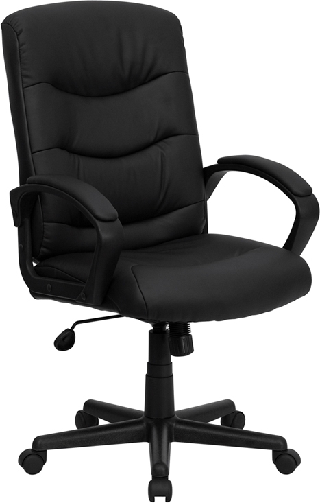 Flash Furniture Mid-Back Black Leather Office Chair [GO-977-1-BK-LEA-GG]