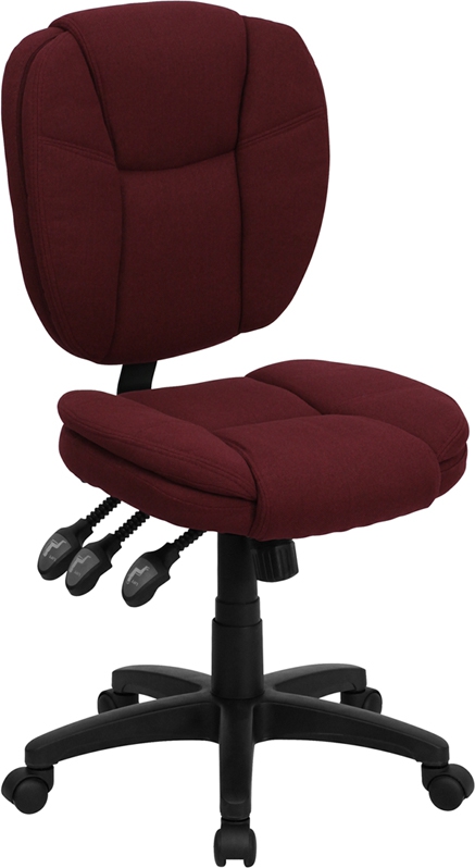 Flash Furniture Mid-Back Burgundy Fabric Multi-Functional Ergonomic Task Chair [GO-930F-BY-GG]