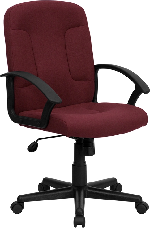 Flash Furniture Mid-Back Burgundy Fabric Task and Computer Chair with Nylon Arms [GO-ST-6-BY-GG]