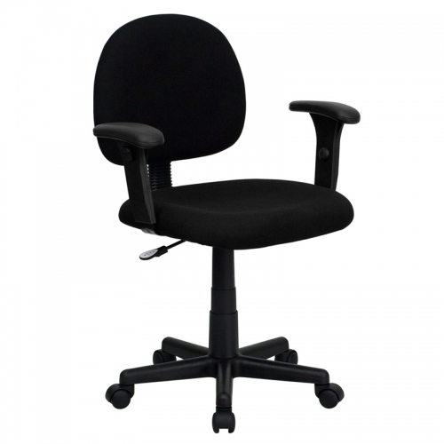 Flash Furniture Mid-Back Ergonomic Black Fabric Task Chair with Adjustable Arms [BT-660-1-BK-GG]