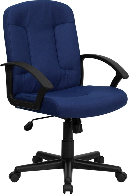Flash Furniture Mid-Back Navy Fabric Task and Computer Chair with Nylon Arms [GO-ST-6-NVY-GG]