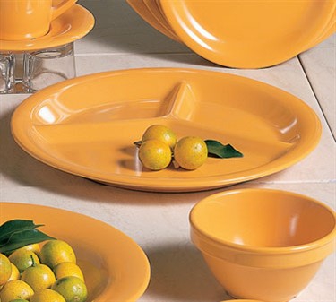 Thunder Group CR710YW Yellow Melamine 3-Compartment Plate, 10-1/4