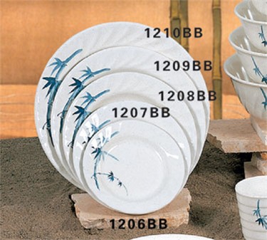 Thunder Group 1206BB Blue Bamboo Curved Rim Round Plate 6