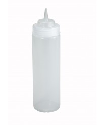 Winco PSW-24 Clear Wide Mouth Plastic Squeeze Bottle 24 oz.