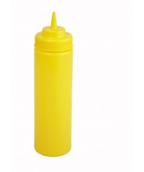 Winco PSW-24Y Yellow Wide Mouth Plastic Squeeze Bottle 24 oz.