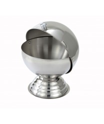 Winco SBR-30 Stainless Steel Sugar Bowl with Roll Top Lid 30 oz.