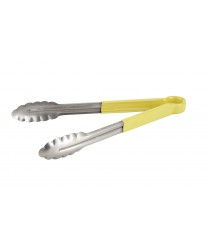 Winco UT-12HP-Y Utility Tong with Yellow Plastic Handle 12