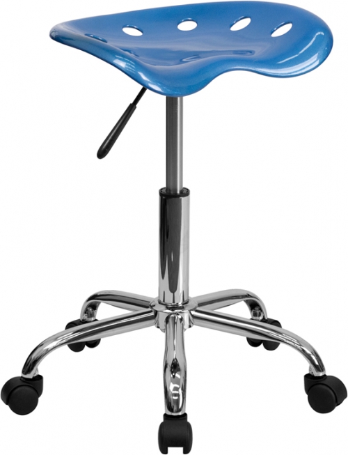 Flash Furniture Vibrant Bright Blue Tractor Seat and Chrome Stool [LF-214A-BRIGHTBLUE-GG]