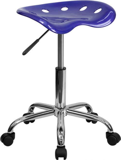 Flash Furniture Vibrant Deep Blue Tractor Seat and Chrome Stool [LF-214A-DEEPBLUE-GG]