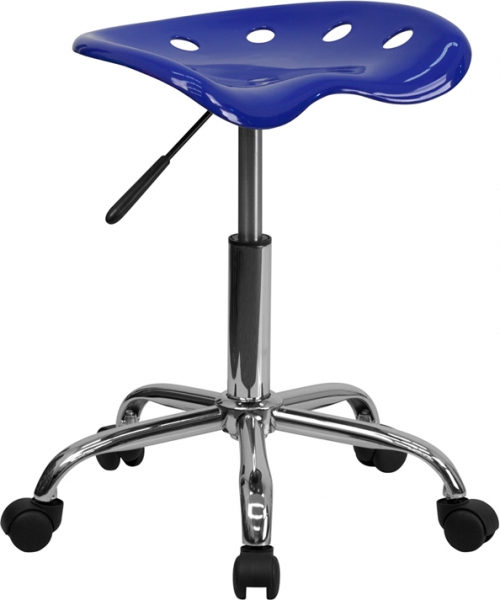 Flash Furniture Vibrant Nautical Blue Tractor Seat and Chrome Stool [LF-214A-NAUTICALBLUE-GG]