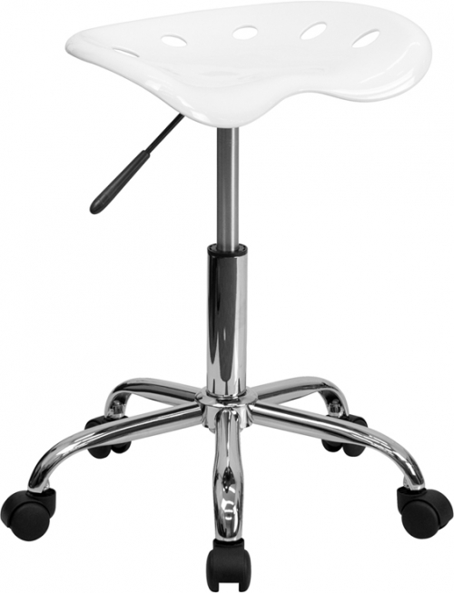 Flash Furniture Vibrant White Tractor Seat and Chrome Stool [LF-214A-WHITE-GG]