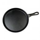 Winco IGL-10 Round Cast Iron Grill Pan with Black Coating 10" width=