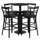 Flash Furniture 24'' Round Black Laminate Table Set with 4 Ladder Back Bar Stools - Black Vinyl Seat [RSRB1033-GG] width=