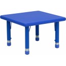 Flash Furniture 24'' Square Height Adjustable Blue Plastic Activity Table [YU-YCX-002-2-SQR-TBL-BLUE-GG] width=