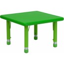 Flash Furniture 24'' Square Height Adjustable Green Plastic Activity Table [YU-YCX-002-2-SQR-TBL-GREEN-GG] width=