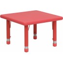 Flash Furniture 24'' Square Height Adjustable Red Plastic Activity Table [YU-YCX-002-2-SQR-TBL-RED-GG] width=