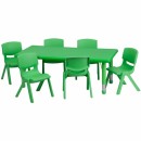 Flash Furniture 24''W x 48''L Adjustable Rectangular Green Plastic Activity Table Set with 6 School Stack Chairs [YU-YCX-0013-2-RECT-TBL-GREEN-E-GG] width=