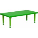 Flash Furniture 24''W x 48''L Height Adjustable Rectangular Green Plastic Activity Table [YU-YCX-001-2-RECT-TBL-GREEN-GG] width=