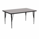 Flash Furniture 24''W x 48''L Rectangular Activity Table with 1.25'' Thick High Pressure Grey Laminate Top and Height Adjustable Pre-School Legs [XU-A2448-REC-GY-H-P-GG] width=