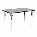 Flash Furniture 24''W x 48''L Rectangular Activity Table with Grey Thermal Fused Laminate Top and Standard Height Adjustable Legs [XU-A2448-REC-GY-T-A-GG] width=