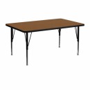 Flash Furniture 24''W x 48''L Rectangular Activity Table with 1.25'' Thick High Pressure Oak Laminate Top and Height Adjustable Pre-School Legs [XU-A2448-REC-OAK-H-P-GG] width=