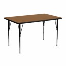 Flash Furniture 24''W x 48''L Rectangular Activity Table with Oak Thermal Fused Laminate Top and Standard Height Adjustable Legs [XU-A2448-REC-OAK-T-A-GG] width=