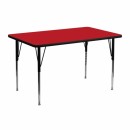 Flash Furniture 24''W x 48''L Rectangular Activity Table with 1.25'' Thick High Pressure Red Laminate Top and Standard Height Adjustable Legs [XU-A2448-REC-RED-H-A-GG] width=