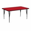 Flash Furniture 24''W x 48''L Rectangular Activity Table with 1.25'' Thick High Pressure Red Laminate Top and Height Adjustable Pre-School Legs [XU-A2448-REC-RED-H-P-GG] width=