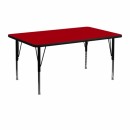 Flash Furniture 24''W x 48''L Rectangular Activity Table with Red Thermal Fused Laminate Top and Height Adjustable Pre-School Legs [XU-A2448-REC-RED-T-P-GG] width=
