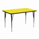 Flash Furniture 24''W x 48''L Rectangular Activity Table with 1.25'' Thick High Pressure Yellow Laminate Top and Standard Height Adjustable Legs [XU-A2448-REC-YEL-H-A-GG] width=