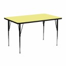 Flash Furniture 24''W x 48''L Rectangular Activity Table with Yellow Thermal Fused Laminate Top and Standard Height Adjustable Legs [XU-A2448-REC-YEL-T-A-GG] width=