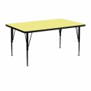 Flash Furniture 24''W x 48''L Rectangular Activity Table with Yellow Thermal Fused Laminate Top and Height Adjustable Pre-School Legs [XU-A2448-REC-YEL-T-P-GG] width=