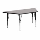 Flash Furniture 24''W x 48''L Trapezoid Activity Table with 1.25'' Thick High Pressure Grey Laminate Top and Height Adjustable Pre-School Legs [XU-A2448-TRAP-GY-H-P-GG] width=